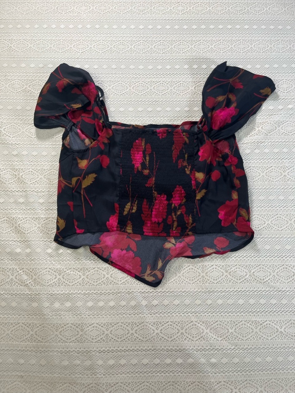 Free People black Camisole with Fuchsia Floral Print - Picture 4 of 4